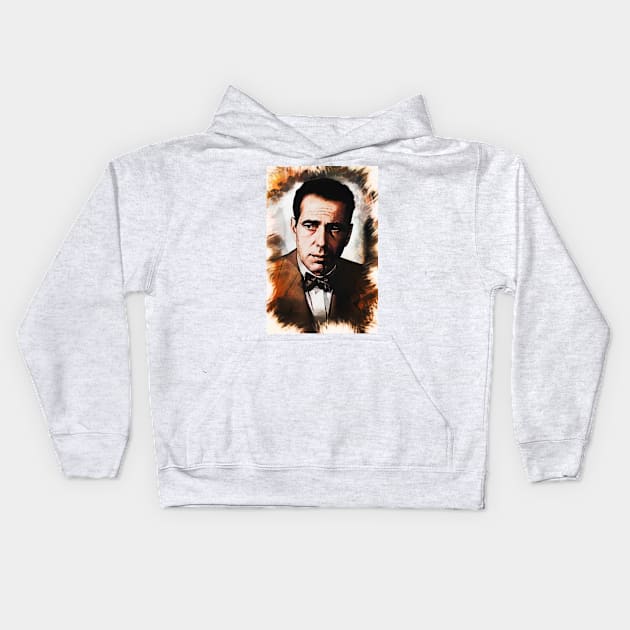 Humphrey Bogart portrait Kids Hoodie by Naumovski